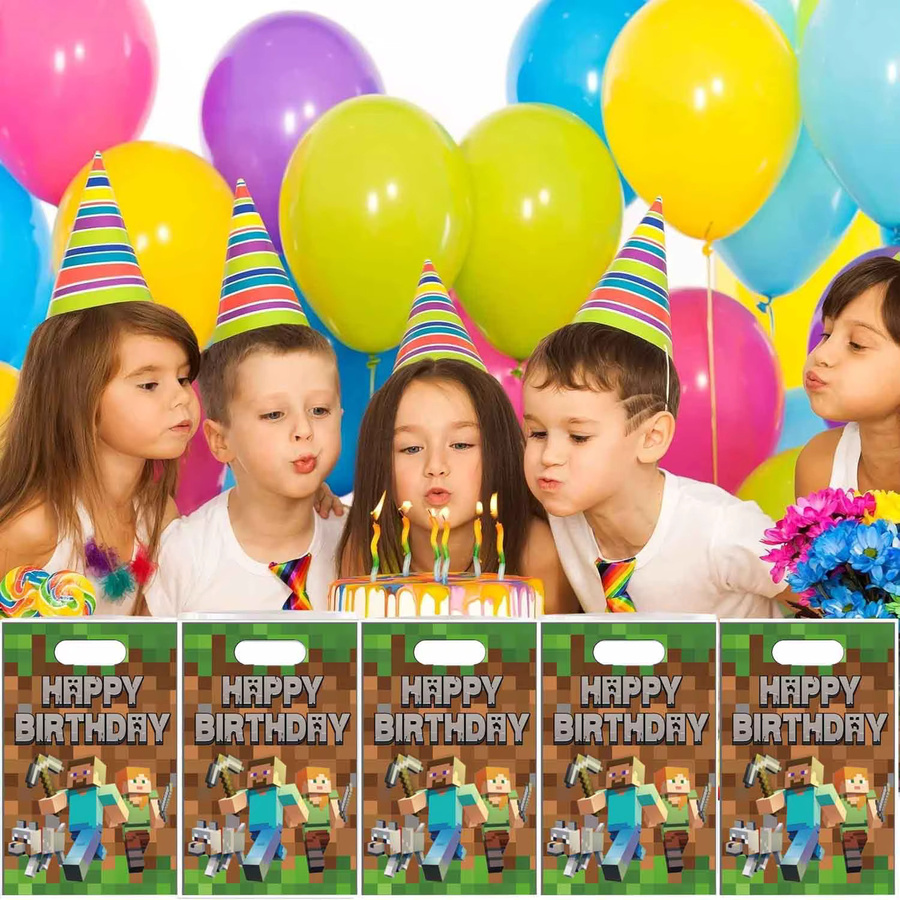 Minecraft Motiv Geschenktüten aus Kunststoff mit Griffen in Mehrfarbig für Party und Geburtstag von Bandai - Bild 4