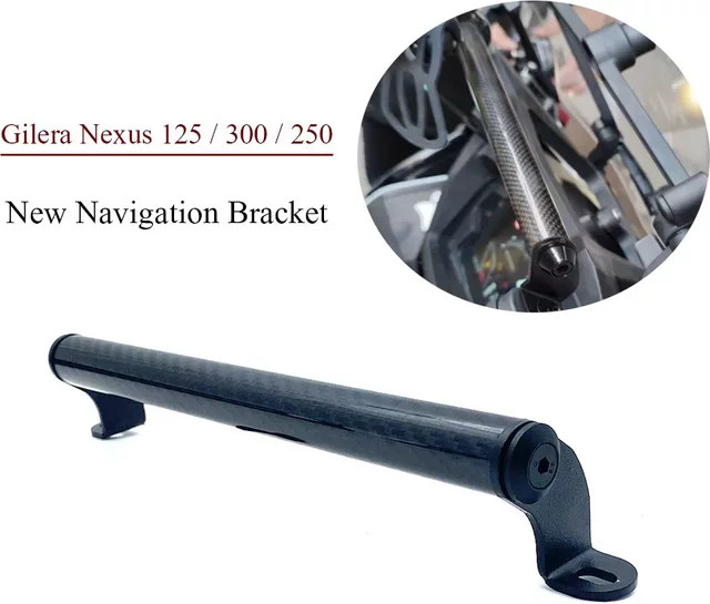 Handyhalterung mit USB-Anschluss in Carbon-Optik für Gilera Nexus 125, 250 und 300 in Schwarz - Bild 1