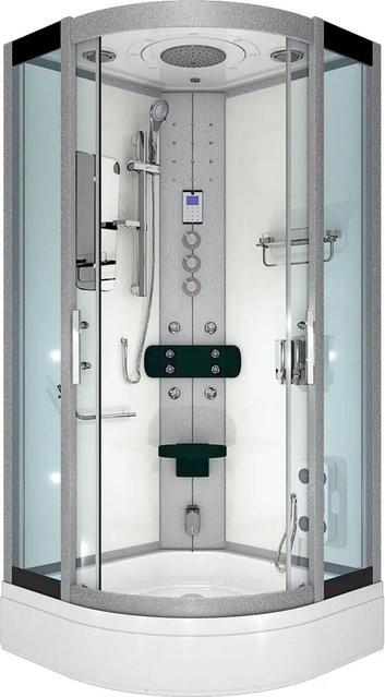 AcquaVapore Dampfdusche Duschkabine mit Regendusche, Handbrause, Körperdüsen und LED-Beleuchtung, Weiß, B/T: 100 x 100 cm - Bild 1