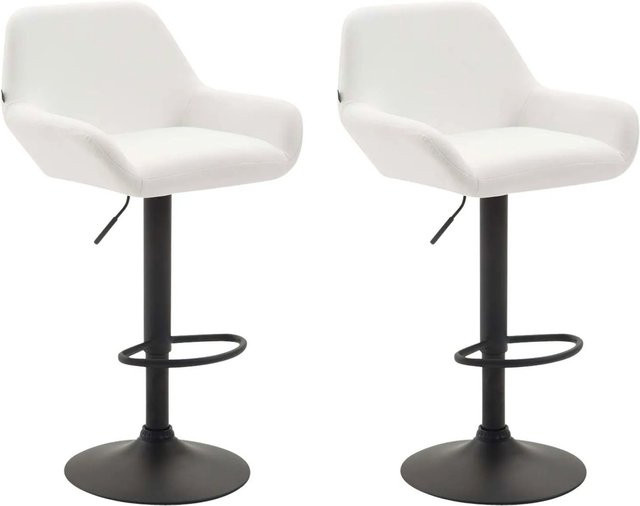 DELUKE Barhocker DUBLIN 2er Set, Barstühle aus Kunstleder in Weiß und Schwarz mit Lehne und 360 Grad Drehsitz - Bild 1
