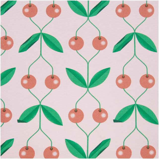 Rico Design Stoffabschnitt Canvas Kirschen in Rosa, B: 50 cm, L: 140 cm - Bild 1