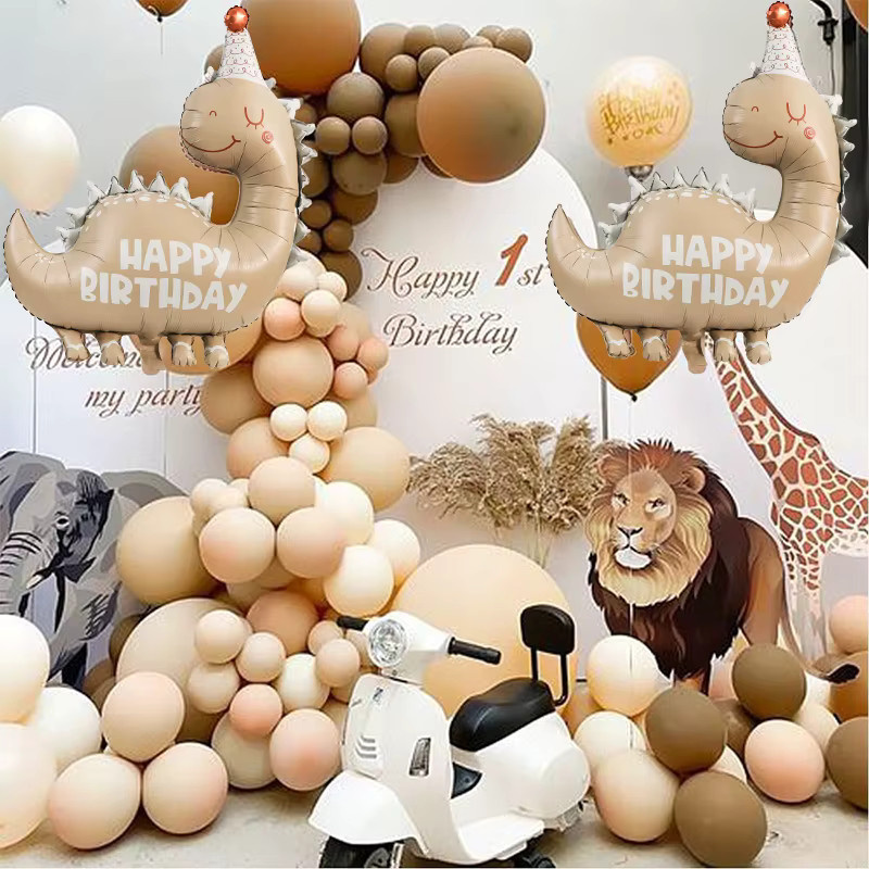 ZQCXLD Dinosaurier-Aluminiumfolienballon in Braun und Grün für deine Geburtstagsdeko - Bild 3