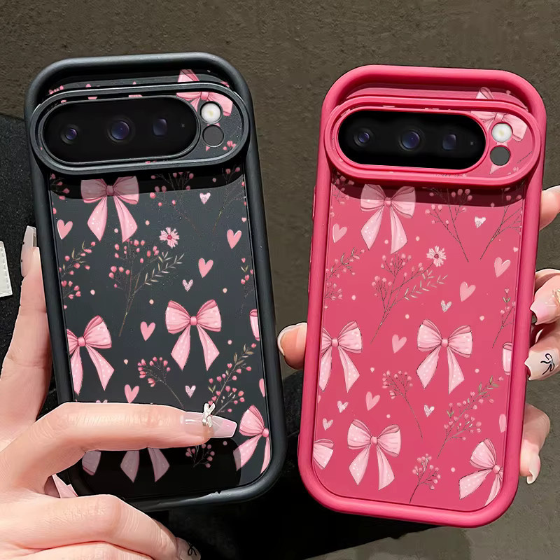 Stoßfeste Softcover Handyhülle mit Rosa Schleife und Blumenmuster für Google Pixel 9 Pro XL 9 8 Pro 7 Pro - Bild 1