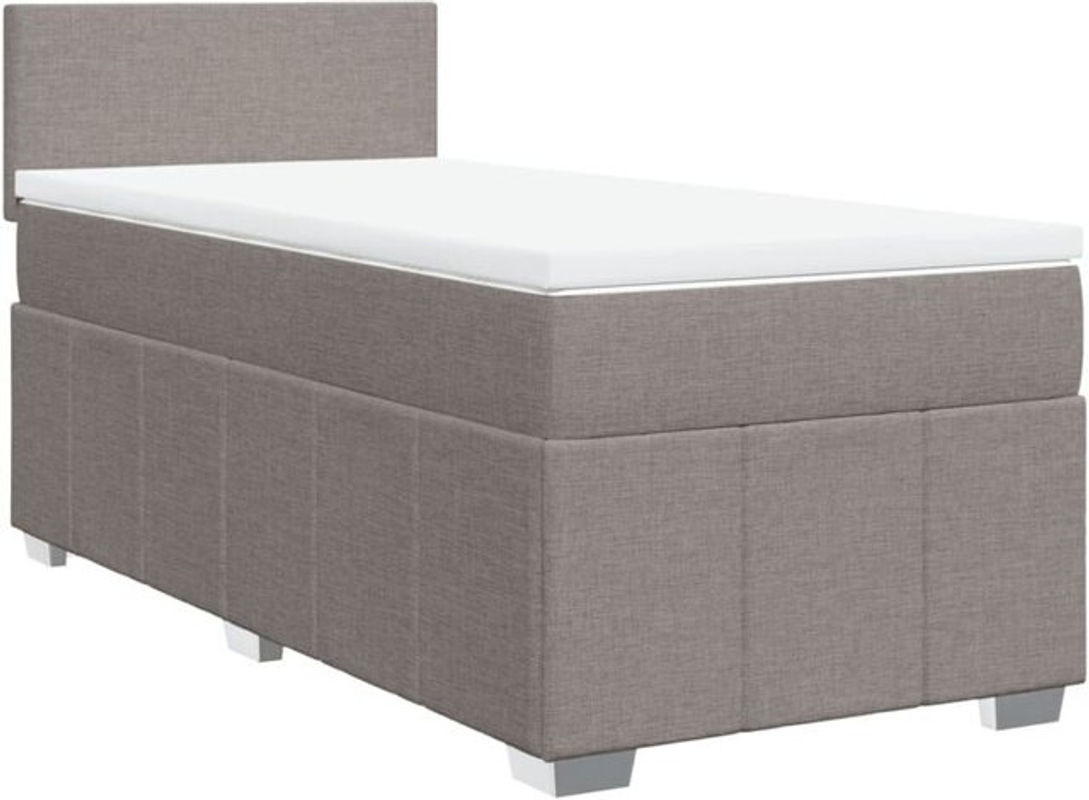 Vidaxl Boxspringbett mit Matratze in Taupe meliert und Weiß aus Stoff und Holzwerkstoff, B/T/H: 200 x 80 x 100,5 cm - Bild 1