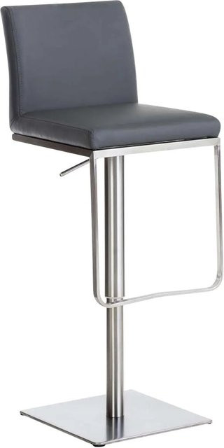 DELUKE Barhocker CARIN Barstuhl aus Kunstleder in Grau mit Silber, höhenverstellbar, drehbar und mit Lehne, B/T/H: 42 x 44 x 86 cm - Bild 1