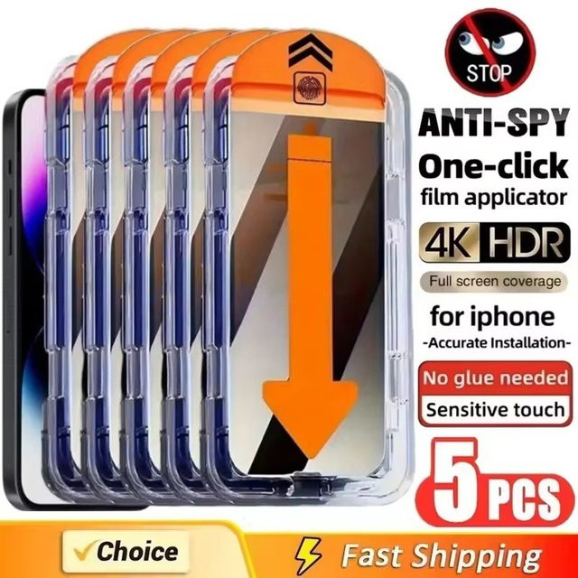 Anti-Spy Sichtschutz Displayschutz aus Glas für Apple iPhone 11 bis iPhone 18 Pro Max Plus Modelle, transparent - Bild 1