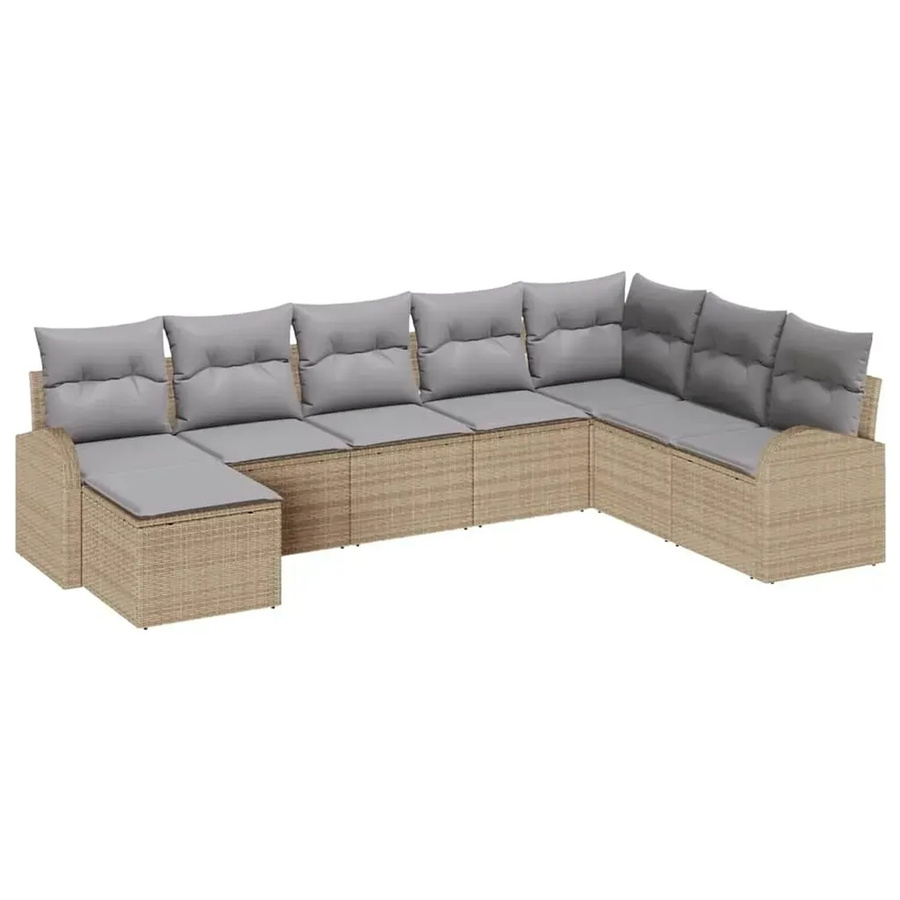 vidaXL Garten-Sofa-Set aus Poly Rattan in Beige mit 8-teiliger Polsterung und Kissen - Bild 2