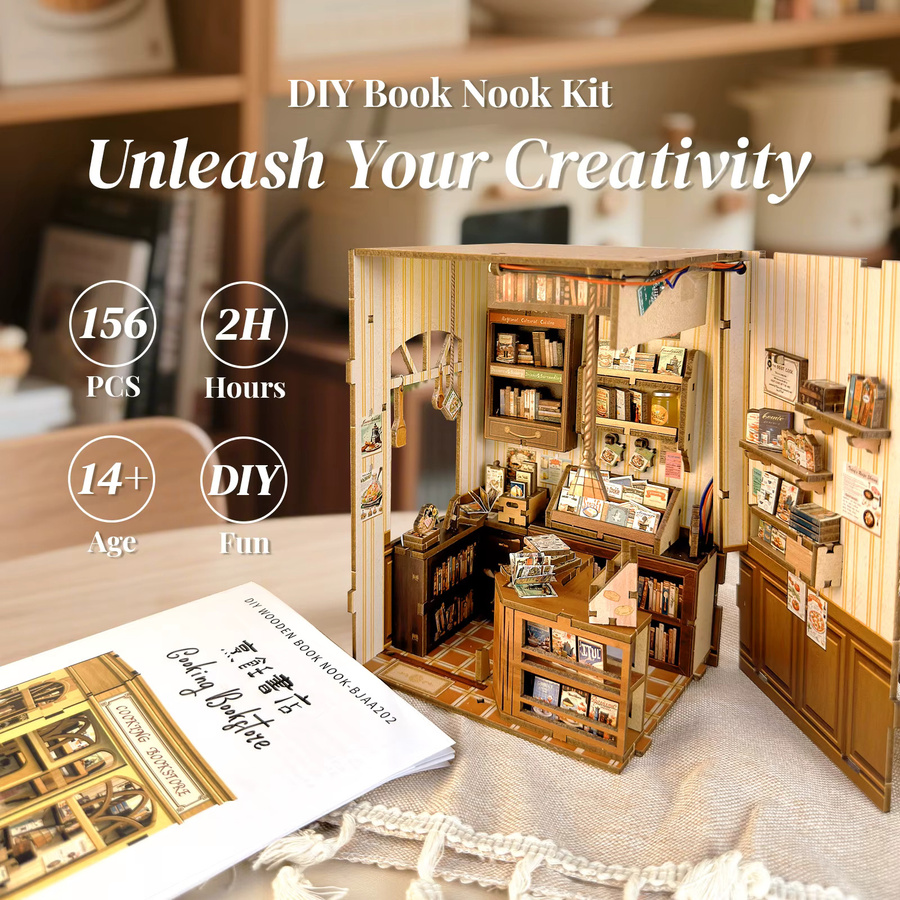 CUTEBEE DIY Book Nook Kit, Miniatur-Buchhandlung-Puppenhaus, Holz, ab 14 Jahren - Bild 6