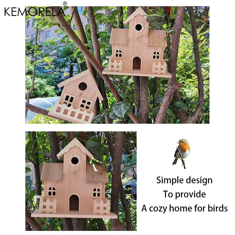 Kemorela Hängendes Vogelhaus aus Holz in Braun für Kolibris, Kardinäle und Blaumeisen - Bild 5