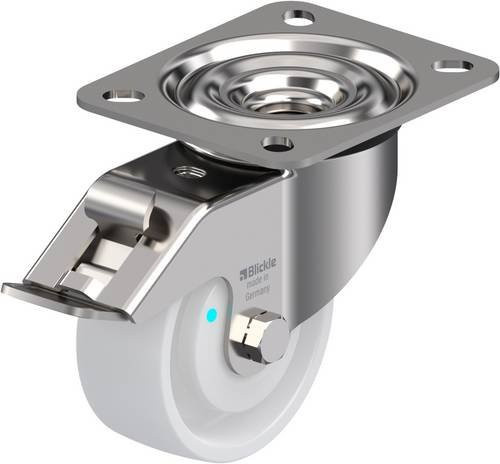 Blickle LEX-PO 80KAD-FI Lenkrolle mit Feststeller, Edelstahl und Kunststoff, Silber, Rad-Durchmesser: 80 mm, Tragfähigkeit: 150 kg - Bild 1