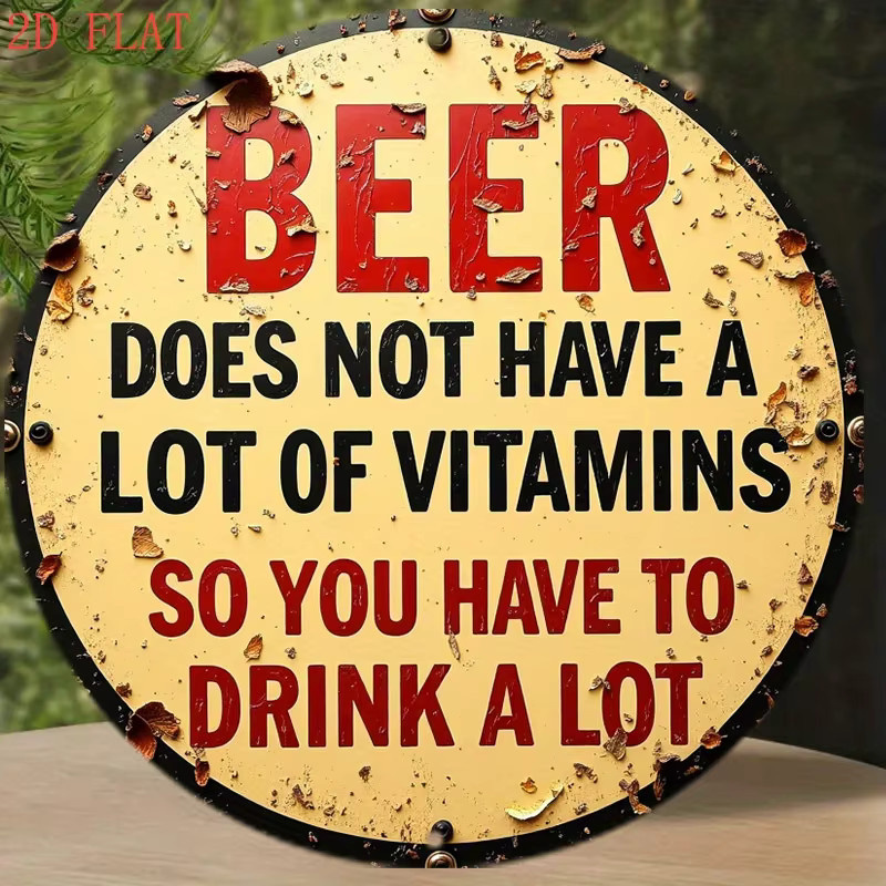 Potdemiel Vintage-Bierschild aus Metall in Mehrfarbig mit Humor-Spruch, runde Wanddekoration Durchmesser: 20 cm - Bild 3
