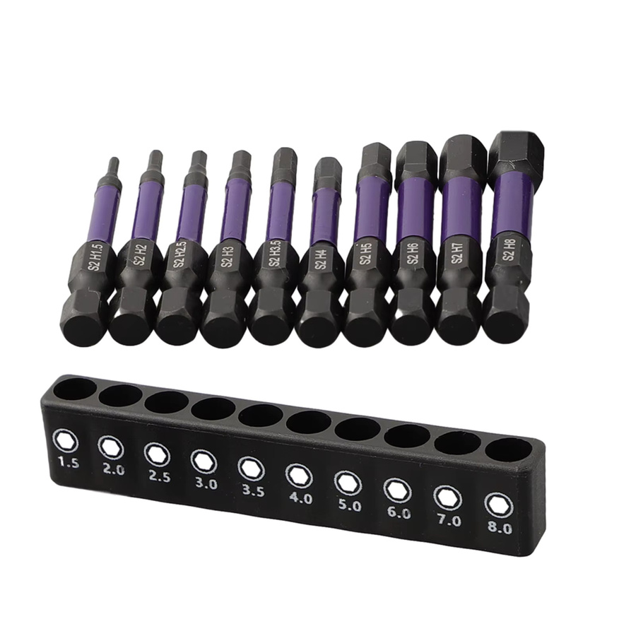 VIBRATITE Magnetisches Sechskant-Schraubendreher Bit Set 1/4 Zoll Schaft H1,5-H6 mit Bit Halter für Handbohrer und Schrauber, 10 Stück - Bild 2