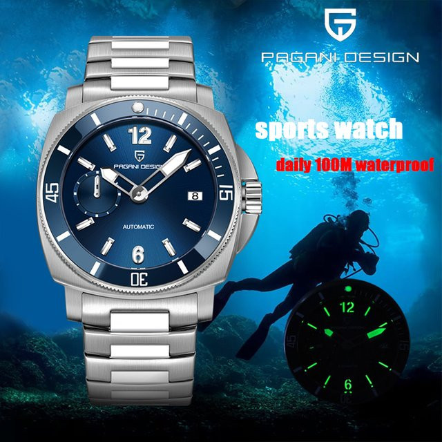 PAGANI DESIGN Armbanduhr, Automatik, Edelstahl, Saphirglas, Blau, Herren - Bild 1
