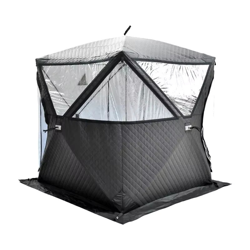 Tragbare 4-Saison-Saunazelt für 3-4 Personen in Schwarz mit Schornstein und großem Fenster für Outdoor und Winter - Bild 4