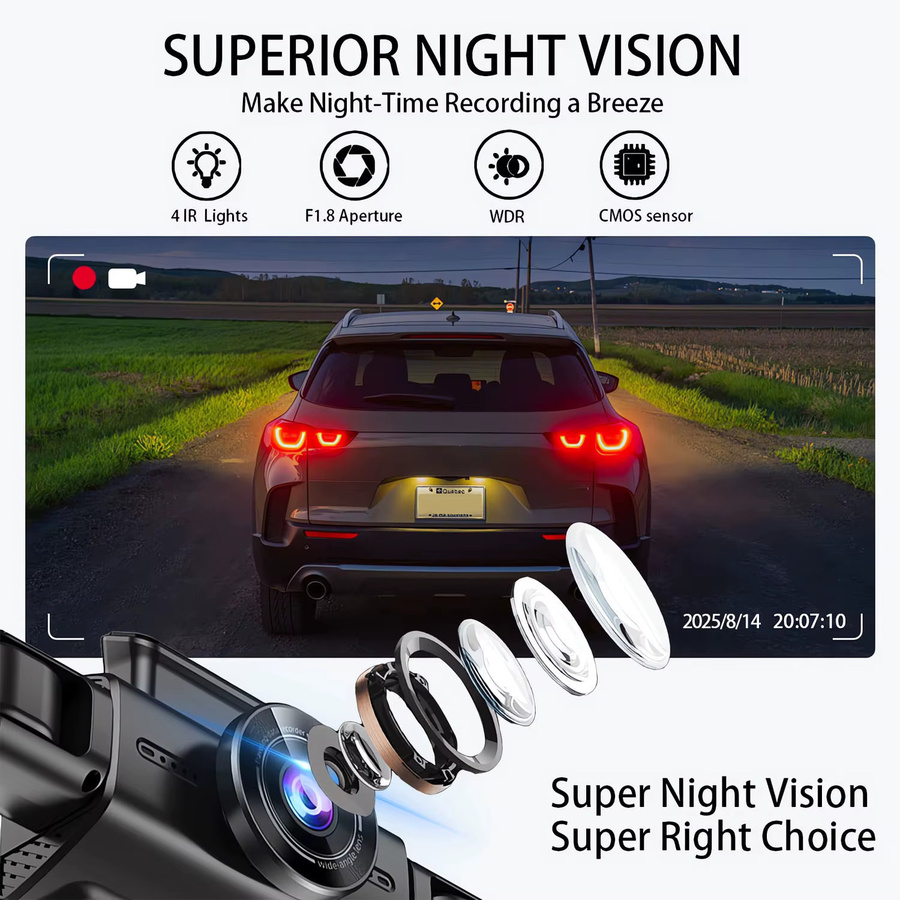 USEEBEE 4-Kanal Dashcam mit 360-Grad-Aufnahme, 1080P HD Videorekorder mit WiFi und Nachtsicht, Blackbox-DVR für dein Auto in Schwarz - Bild 6