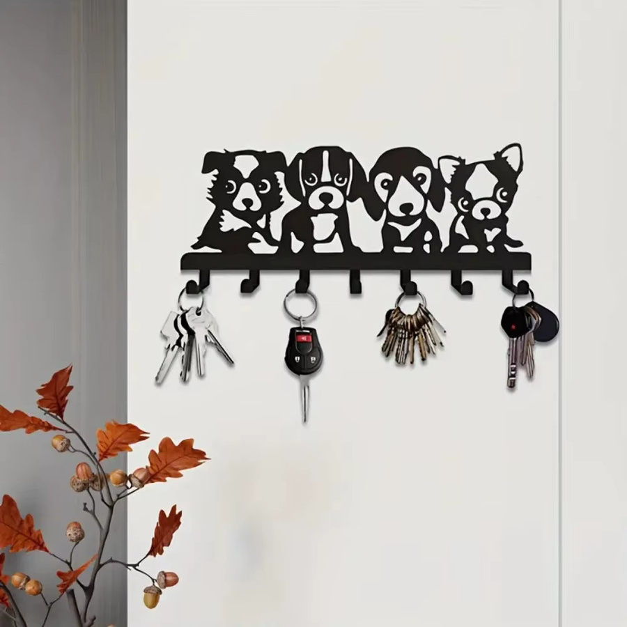 Schwarzer Wandhaken aus Metall in Hundeform als dekorativer Schlüsselhalter für Wandmontage - Bild 2