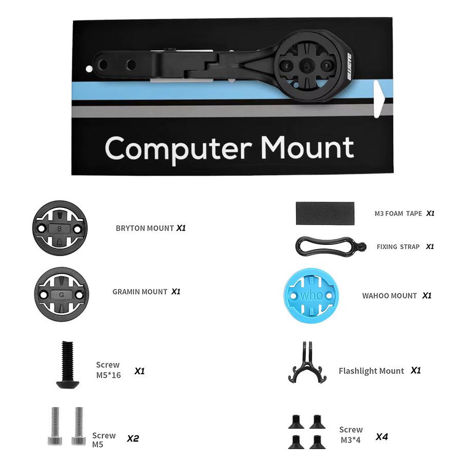 Ullicyc Lenkercomputerhalterung für AB01/AB02 aus Aluminiumlegierung in Schwarz, kompatibel mit GoPro, GPS, Garmin, Bryton und Wahoo - Bild 2