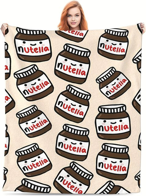 KKJHF Flanelldecke Cartoon Nutella Design, Beige, B/H: 100 x 125 cm - Bild 1