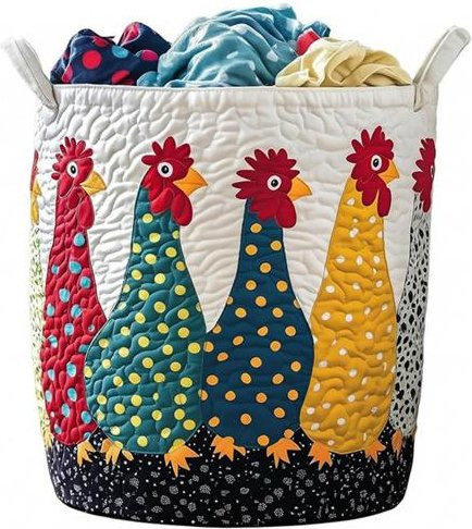 Gesteppter Wäschekorb Full in Love House mit Blumenmuster und Griffen in Multicolour - Bild 1