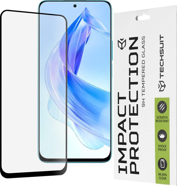 Techsuit Displayschutzfolie aus gehärtetem Glas für Honor 90 Lite, Full Glue, Schwarz - Bild 1
