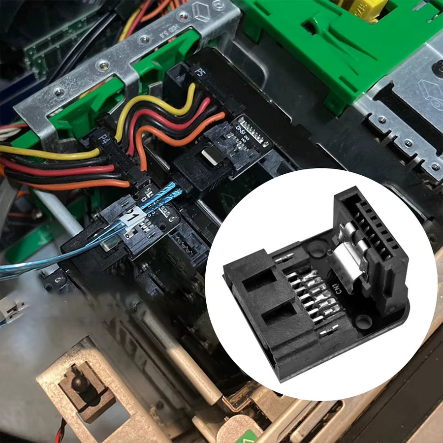 SATA 7-Pin Buchse auf 7-Pin Stecker Adapter mit 90 Grad Winkel in Schwarz für Motherboard und Mainboard - Bild 1