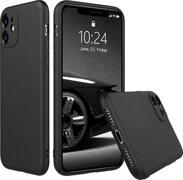 Stoßfeste Silikon-TPU Schutzhülle von bolimei für iPhone 15 14 13 12 Pro Max und weitere Modelle, Schwarz, mit Objektivschutz - Bild 1