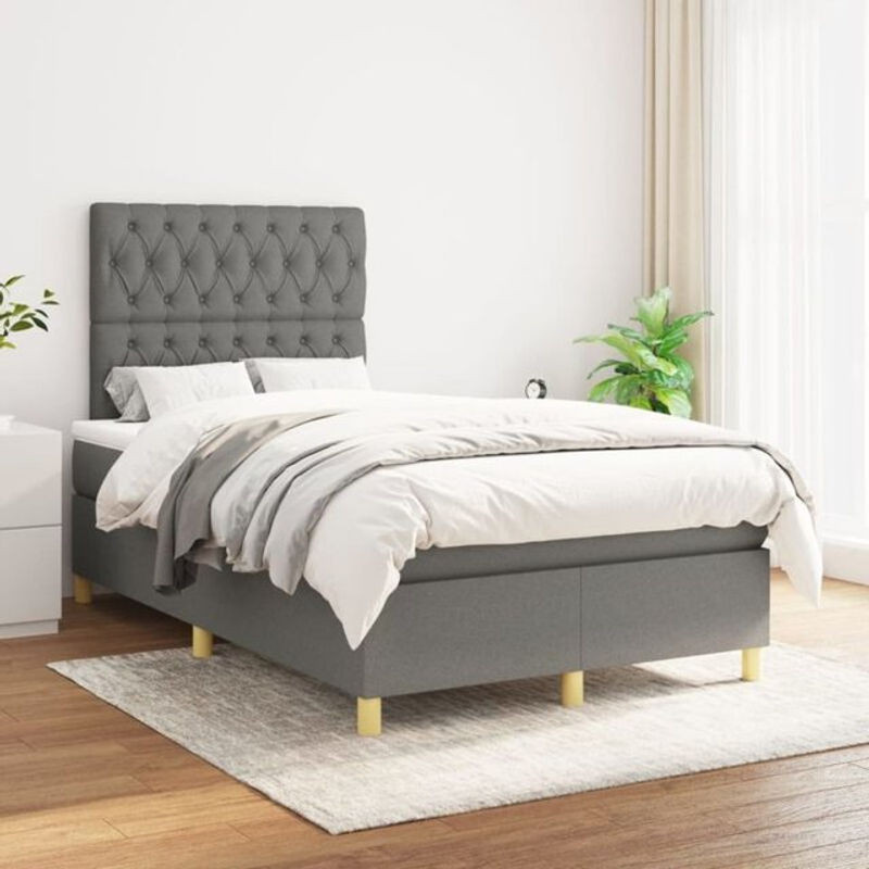 Vidaxl Boxspringbett mit Matratze in Grau aus Stoff, B/T/H: 200 x 120 x 118 cm - Bild 1