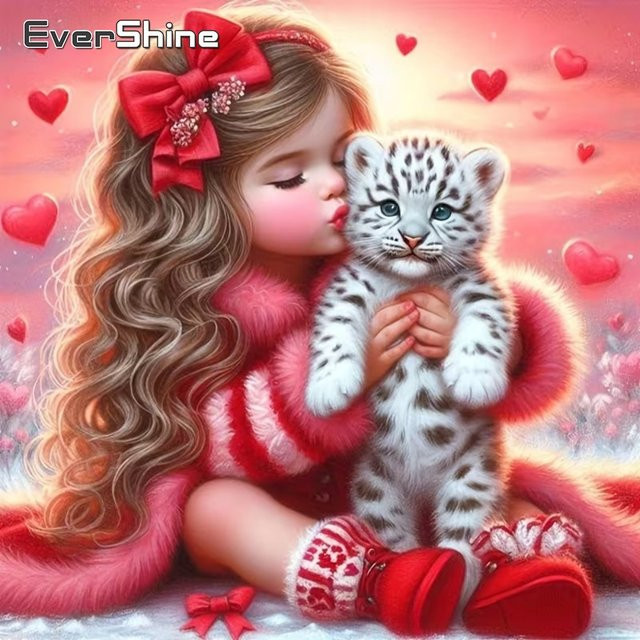 EverShine Diamond Mosaic Portrait Character Kit DIY Stickerei mit rundem Diamantgemälde Tiger in Multicolour, B/T/H: 20 x 20 x 20 cm - Bild 1