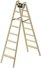 Hailo Holzleiter Master H80 Leiter mit 2x8 Stufen in Braun aus FSC-zertifiziertem Holz - Bild 1