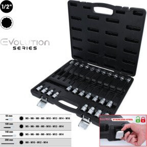 KS Tools 26-tlg. Bit-Stecknuss-Satz für Vielzahn-Schrauben (XZN) 1/2 Zoll - Bild 2