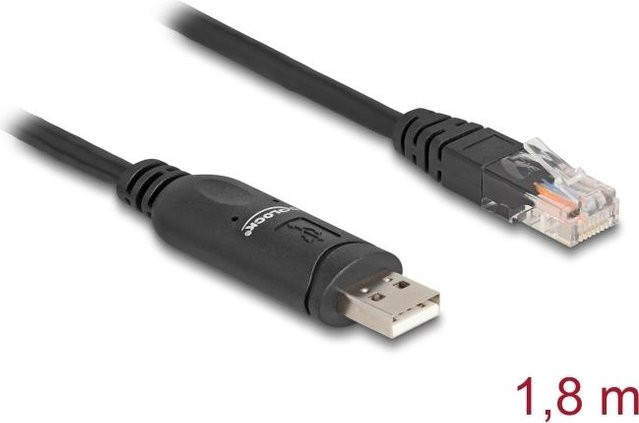 Delock Serieller RS-232-Adapter USB zu RJ-45 in Schwarz mit 1,8 m Kabellänge (64304) - Bild 1