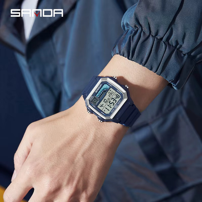 SANDA Chronograph Digitaluhr, Weiß, Kunststoff, Silikon, Herren - Bild 6