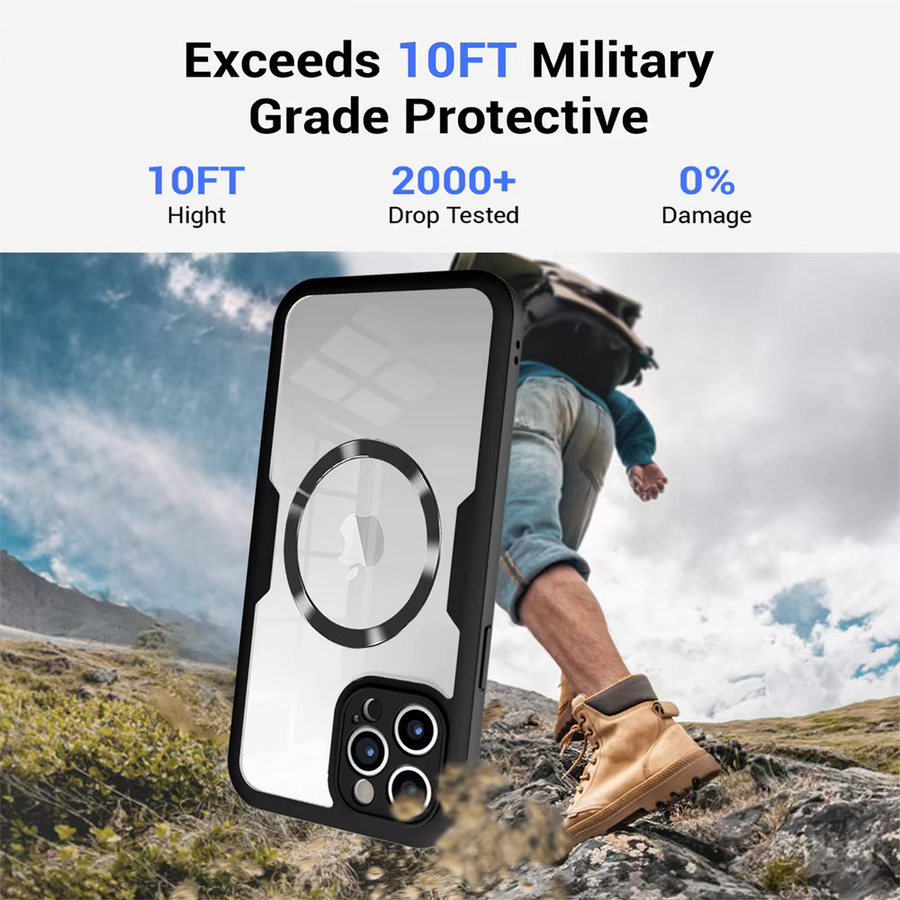 Vyimc Magnetische 360 Ganzkörper-Handyhülle für iPhone 16 15 14 13 12 11 Pro Max Plus, Transparent, Lila, MagSafe Kompatibel - Bild 5