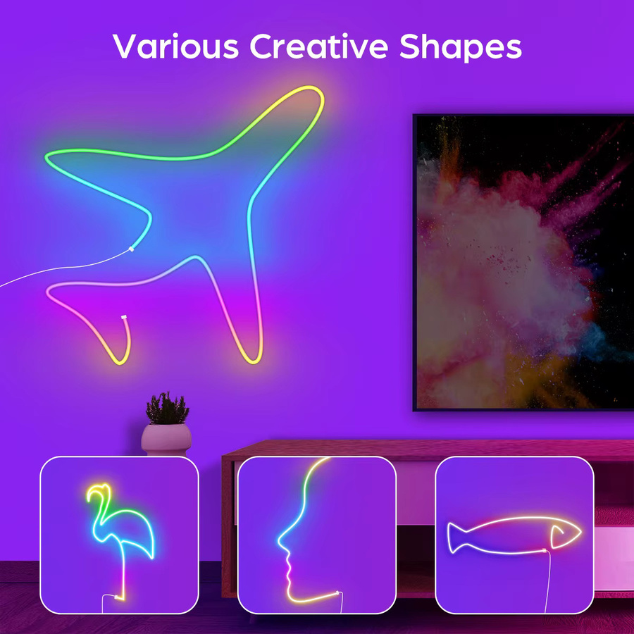 TUYA RGBIC Neonstreifen LED Licht mit WiFi Sprachsteuerung für Alexa und Google Home, wasserdichtes Dreamcolor Neonseil zur Dekoration deines Spielzimmers - Bild 3