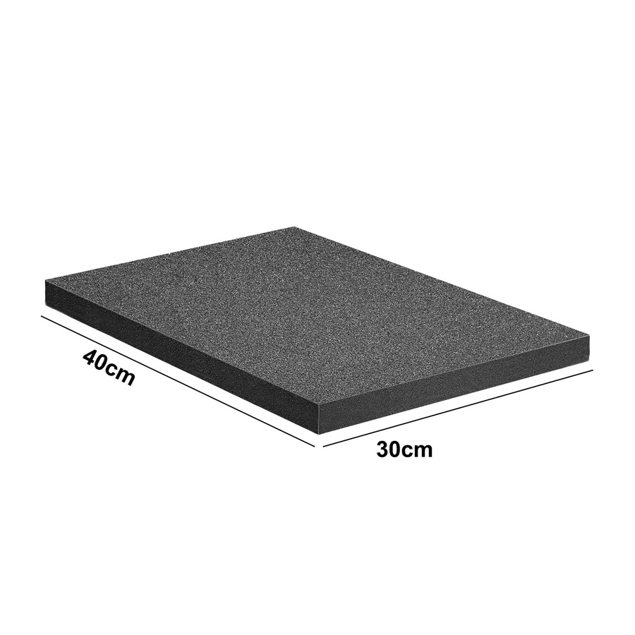 4 Stück schneidbare Polyurethan-Schaumstoffplatten in Schwarz als Dämpfungseinsätze für Werkzeugkästen und Aufbewahrungstaschen, B/T/H: 40 x 40 x 4 cm - Bild 2
