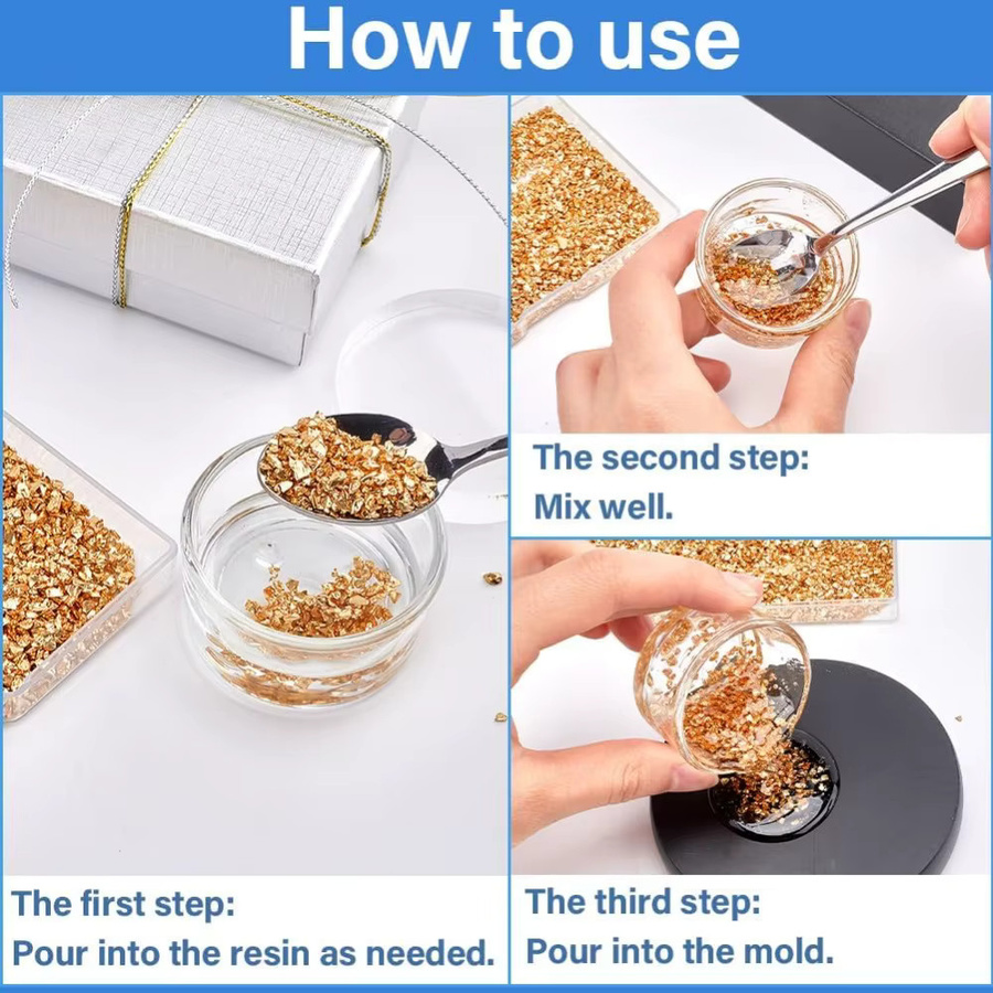 Goldene Crushed Glass Glitter Dekoglas-Splitter für Bastelarbeiten, 99 g - Bild 3
