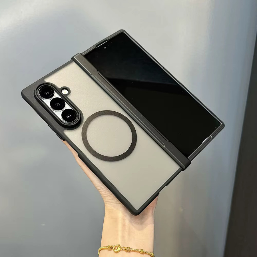 Magnetische Samsung Galaxy Z Fold 7 Handyhülle in Transparent mit mattem Touch-Gefühl und Unterstützung für drahtloses Laden, stoßfeste Schutzhülle für Android Smartphones - Bild 2