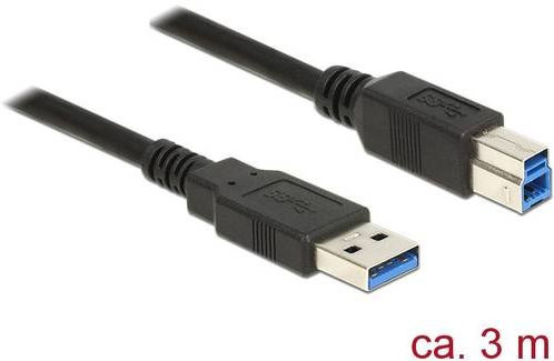 Delock USB 3.2 Gen1 Kabel mit USB-A und USB-B Stecker Schwarz vergoldete Steckkontakte 3,00 m - Bild 1