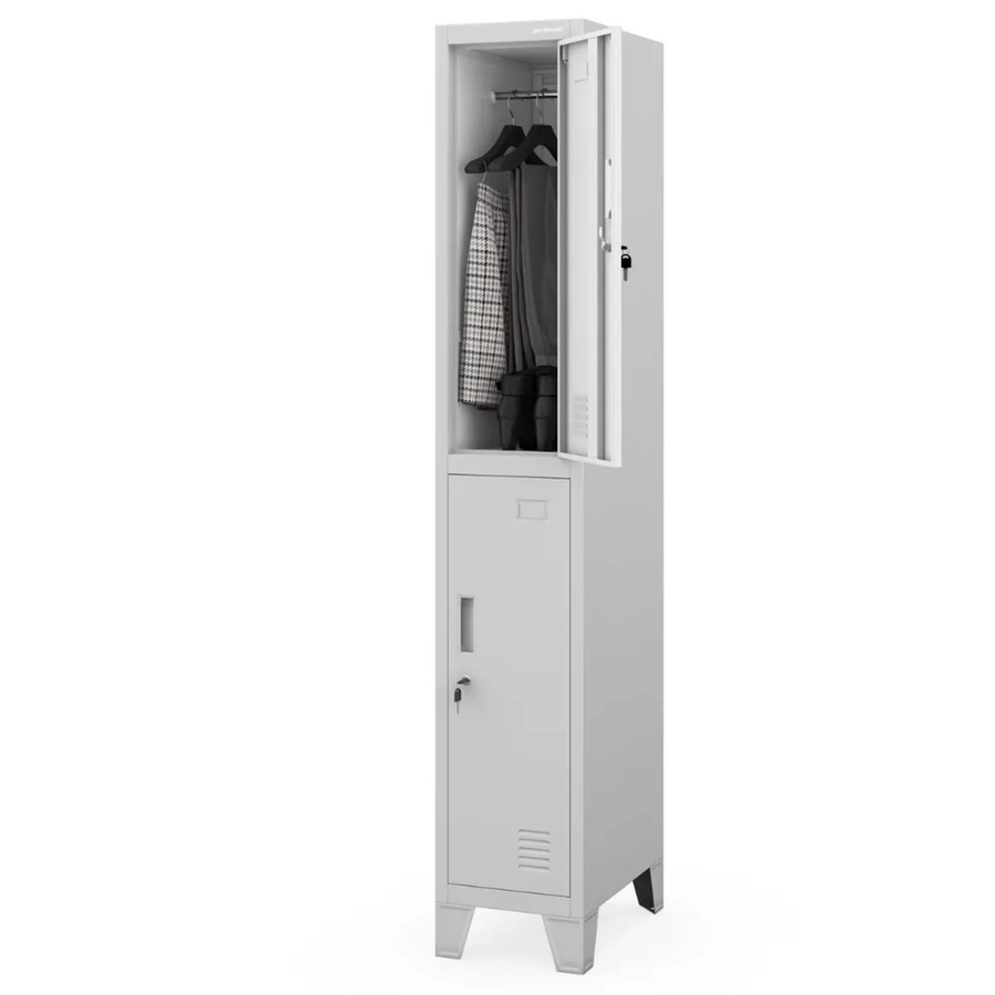 JAN NOWAK Umkleideschrank BARTEK mit 2 Abteilen, Schließfachschrank aus Metall in Grau, H x B x T: 172 x 29,2 x 45 cm - Bild 2