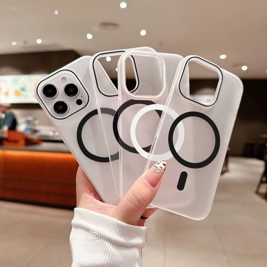Matte Ultra-Dünne MagSafe-Hülle für Samsung Galaxy S26 Ultra S25 Ultra S24 S23 FE S22 Plus A56 5G A55 A36 in Schwarz und Transparent mit magnetischer Durchscheinender Abdeckung - Bild 1