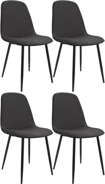 4er Set Esszimmerstühle DELUKE RAZON in Dunkelgrau mit Stoffbezug und Metallgestell, B/T/H: 45 x 54 x 88 cm - Bild 1