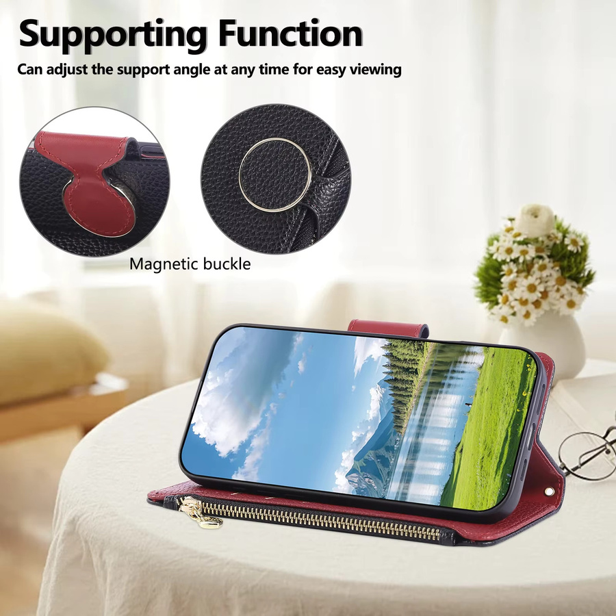 Xiaomi Umhängetasche mit Handschlaufe und Kartenhalter als Lederhülle für Redmi Note 12 13 14 Pro Plus 12R 13C 14C K80 in Pink - Bild 5