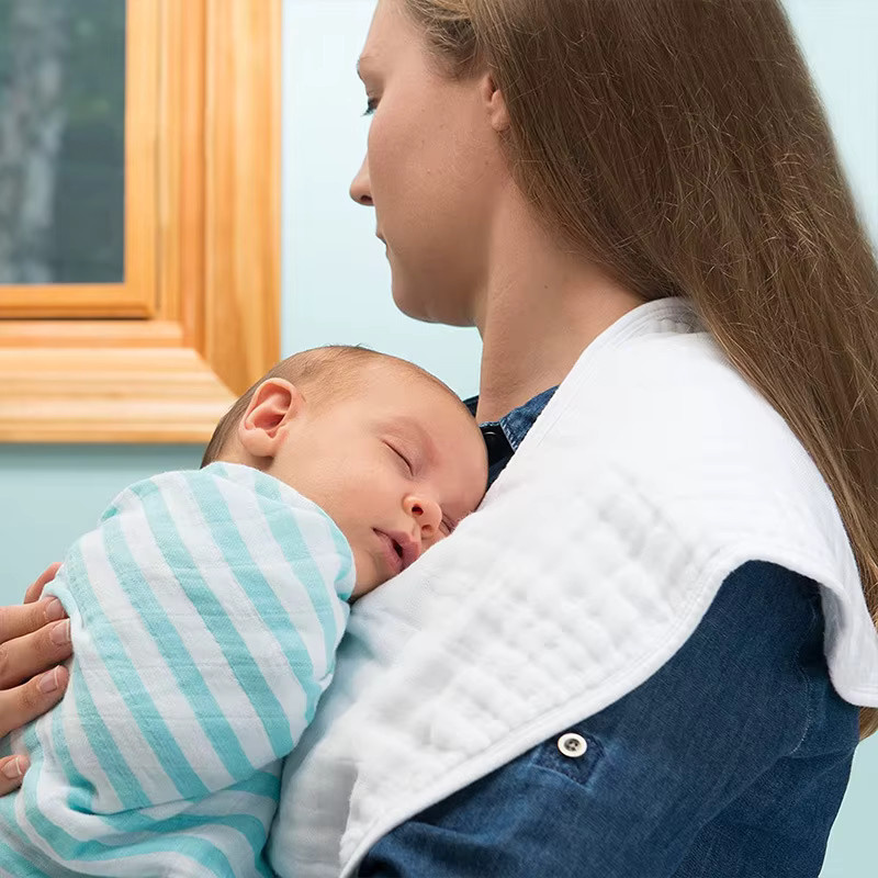 Baby-Musselin-Spucktücher aus 6-lagiger Baumwolle in Weiß, saugfähige Waschlappen und Gaze-Handtücher zum Füttern - Bild 1