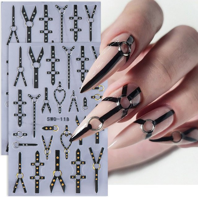 SWEET TREND Nagelaufkleber, Schwarz, Glänzend, 2 Stück - Bild 1