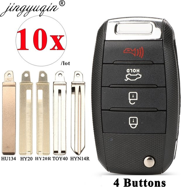 Jingyuqin 10er Set Flip Remote Key Case Shell für Kia K2 K3 K4 K5 Ceed Rio Carens Cerato Sportage Optima Forte Soul Sorento in Schwarz - Bild 1