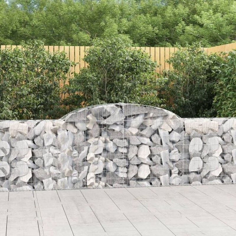 Vidaxl Gabionen mit Hochbogen aus verzinktem Eisen in Silber, 17 Stück, B: 300 cm, T: 30 cm, H: 80/100 cm - Bild 1