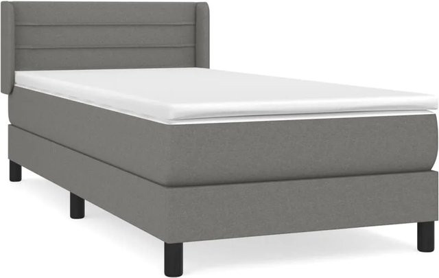 vidaXL Boxspringbett mit Matratze Dunkelgrau Hybrid-Design mit Taschenfederkern B/T/H: 100 x 200 x 31 cm - Bild 1