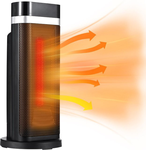 Neoglint Tragbarer Keramik-Heizstrahler 1500 W mit Fernbedienung und LED-Anzeige, Schwarz - Bild 1