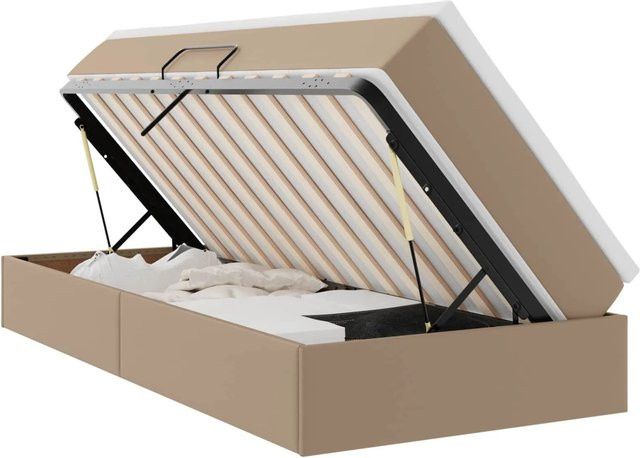 vidaXL Aufbewahrungsbett mit Matratze in Cappuccino, B/T/H: 90 x 200 x 48,5 cm - Bild 1
