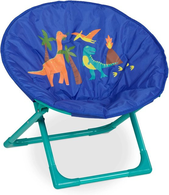 Relaxdays Moonchair für Kinder mit Dino-Design, faltbar aus Polyester, B/T/H: 47 x 50 x 48 cm - Bild 1